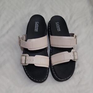 Catherine Malandrino Cream Buckle Platform Sandals